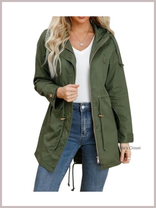 Jackets & Blazers - Women's Cotton Anorak Utility Jacket Hooded Zip Up Fall Casual Coat
